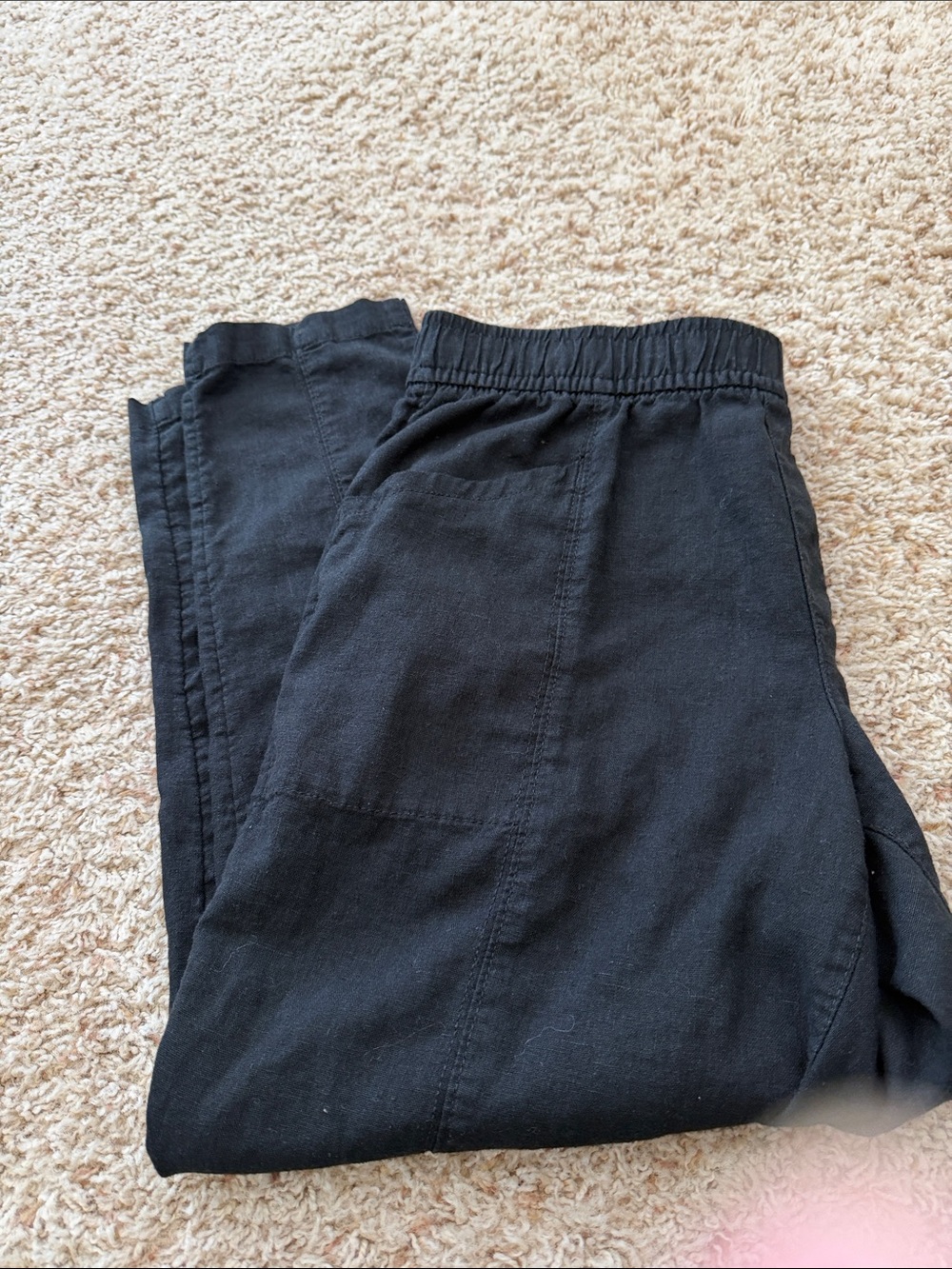 High waisted linen blend straight leg pant
